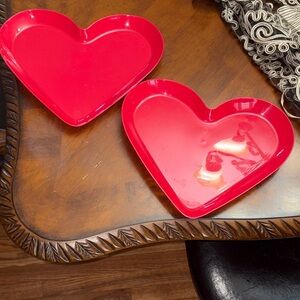 Red Heart-Shaped Plates